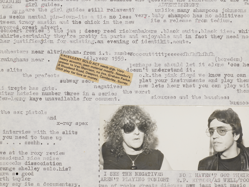 Type written notes from Kevin Cummins archive