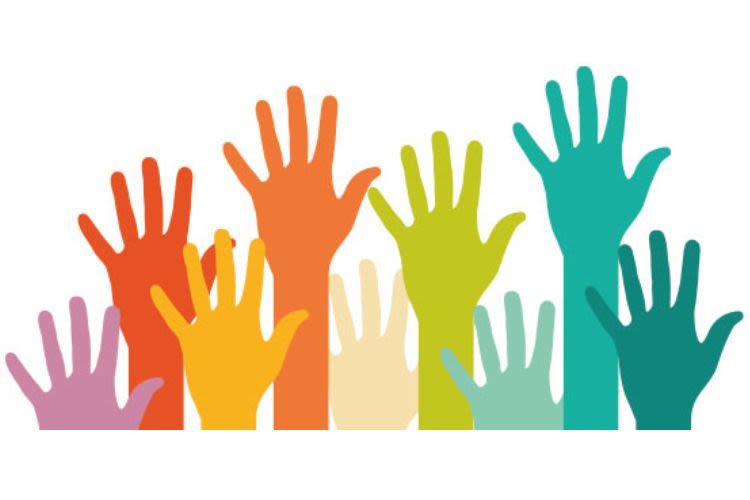 Illustrated hands of different colours