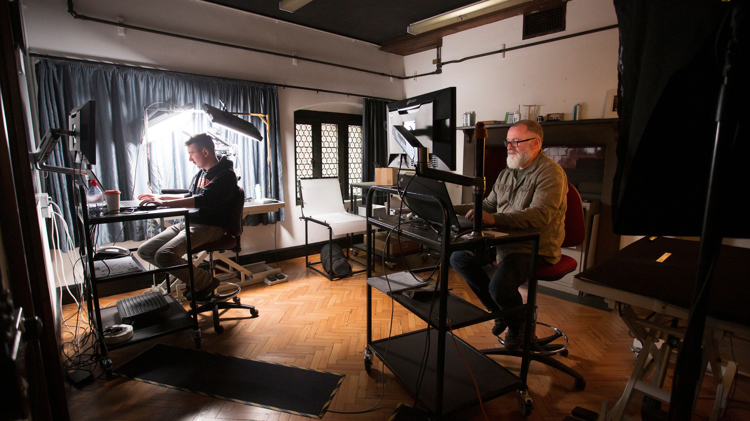 Project photographers in the imaging studio in Rylands