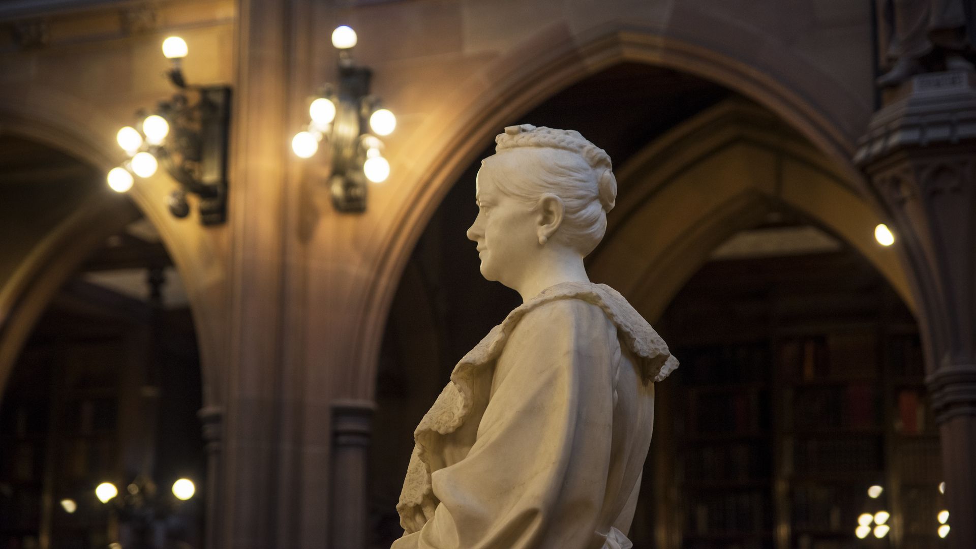 Statue of Enriqueta Rylands in Historic Reading Room
