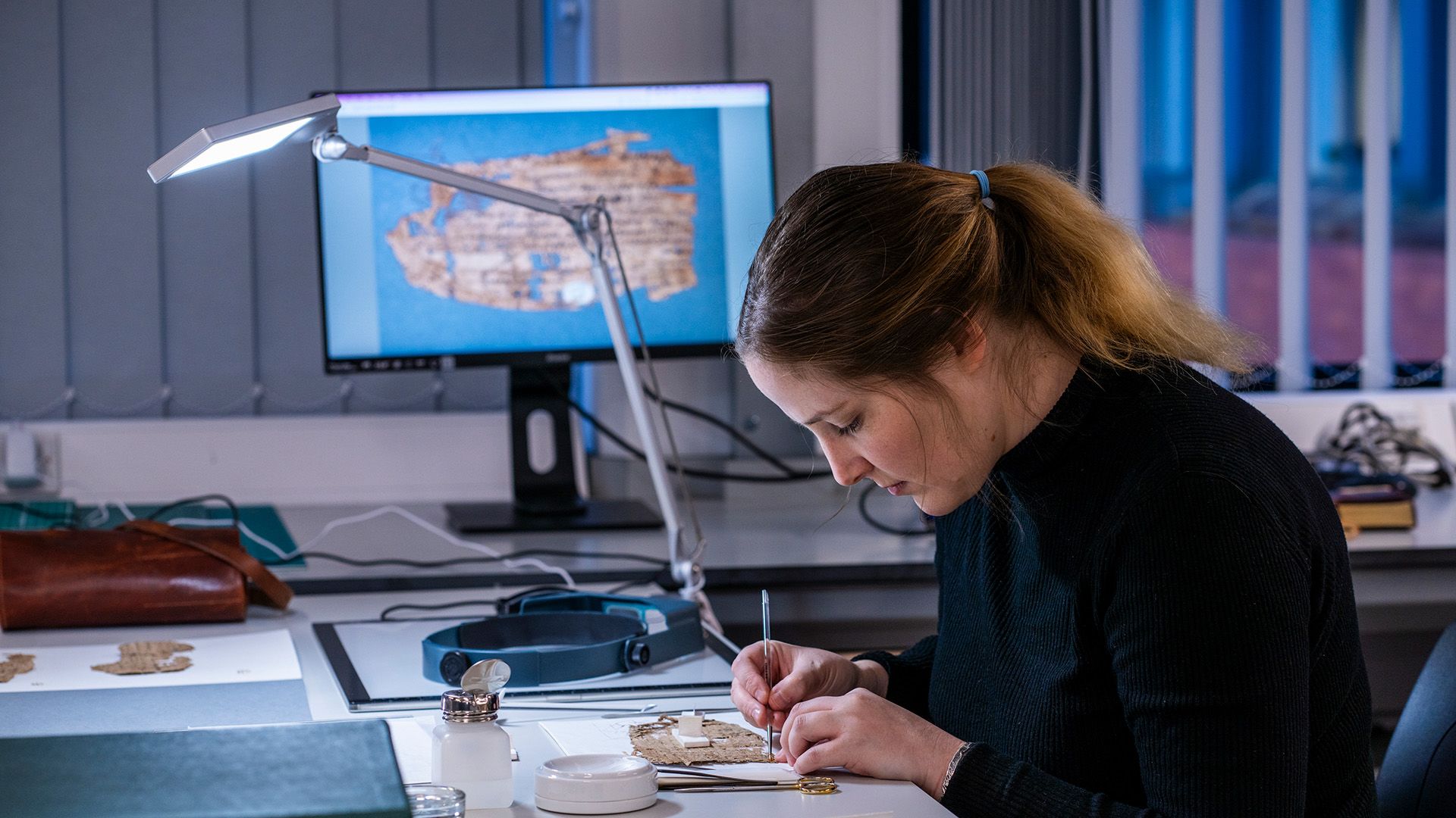 A member of Collection Care working in the lab
