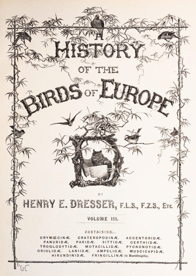 Front cover of Henry Dresser's A History of the Birds of Europe