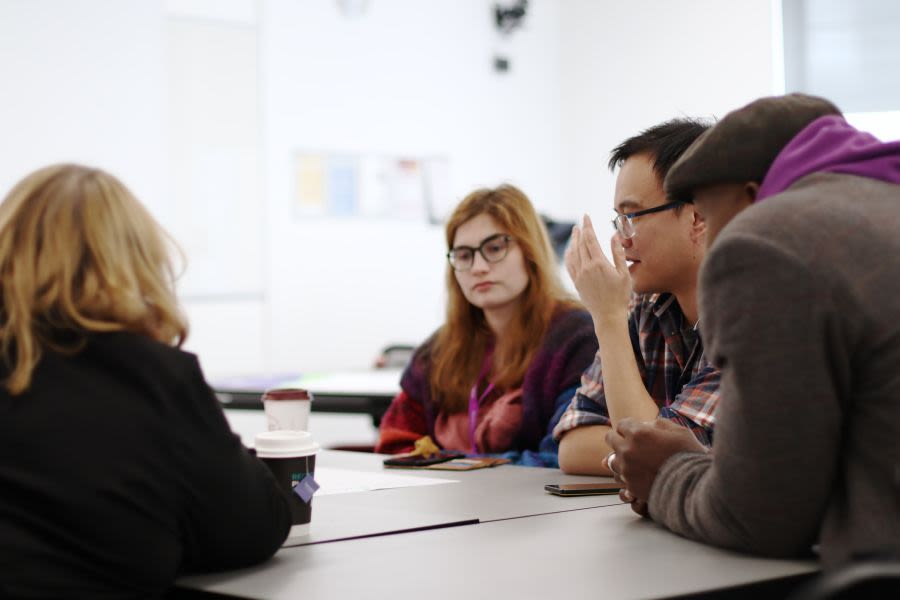 Library staff during a group discussion activity